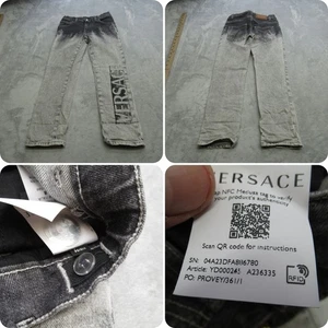 Versace Jeans Youth 6A 22X21 Gray Logo Graphic Button Waist Straight Italy Made - Picture 1 of 21