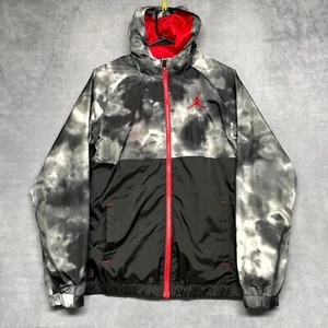 Nike Air Jordan Windbreaker Jacket Boys XL Black Gray Logo Long Sleeve Full Zip - Picture 1 of 10