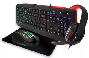 4In1 Gaming Pro Set Corded LED Keyboard Mouse & Headphone with Mouse Pad - X10 - Picture 1 of 5