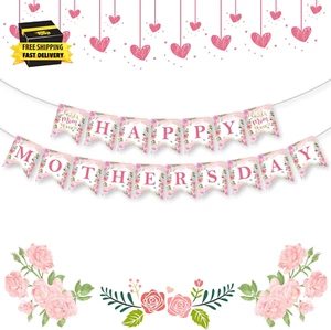 Happy Mothers Day Banner - Pink Mother'S Day Decorations Banners, 2025 Best Mom - Picture 1 of 7