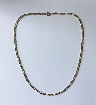 9ct Gold Figaro Chain Necklace - Curb Link, 16-22 Inch, Boxed (Unbranded)