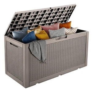 Deck Box 100 Gallons Waterproof Storage Box Bench with keyhole for OutdoorGarden - Picture 1 of 8