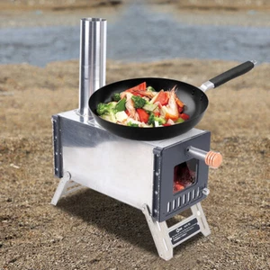 Caliente Tienda Estufa Jack Leña Quema Portátil con Tubo de Ventilación Camping Fuego Kit Invierno - Imagen 1 de 12
