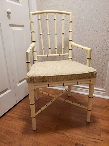 Vintage Drexel Heritage Faux Bamboo Wood Dining Chair Asian Chinoiserie Regency Cover