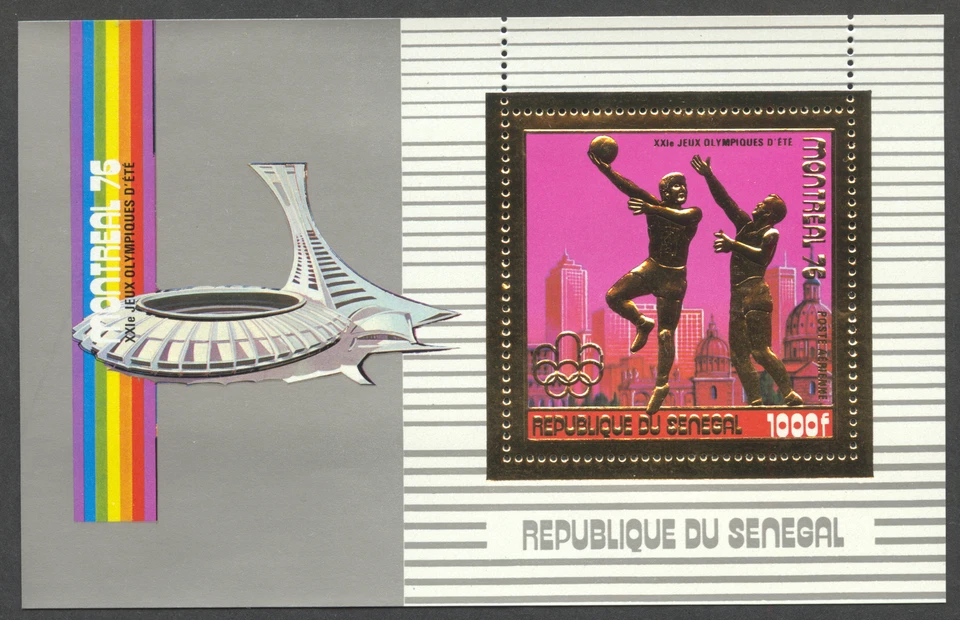 Senegal, 1976, Juegos Olímpicos de Montreal, Baloncesto, Lámina de Oro, MNH, Michel Block 28 Foto 1 de 1