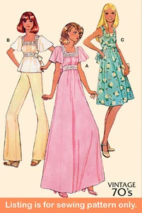 SEWING PATTERN Womens Clothes 70s Peasant Top Maxi Dress Sundress Plus Size 8258 - Picture 1 of 3