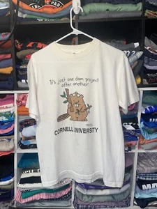 VTG 90s Cornell T Shirt Sz M 19x25 Sandra Boynton Cartoon Beaver DAM PROJECTS - Picture 1 of 16