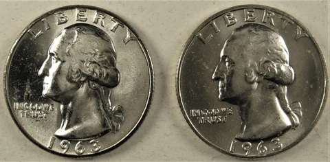 1963-P&D George Washington Quarter 90% Silver BU From Original Rolls Blast White Cover