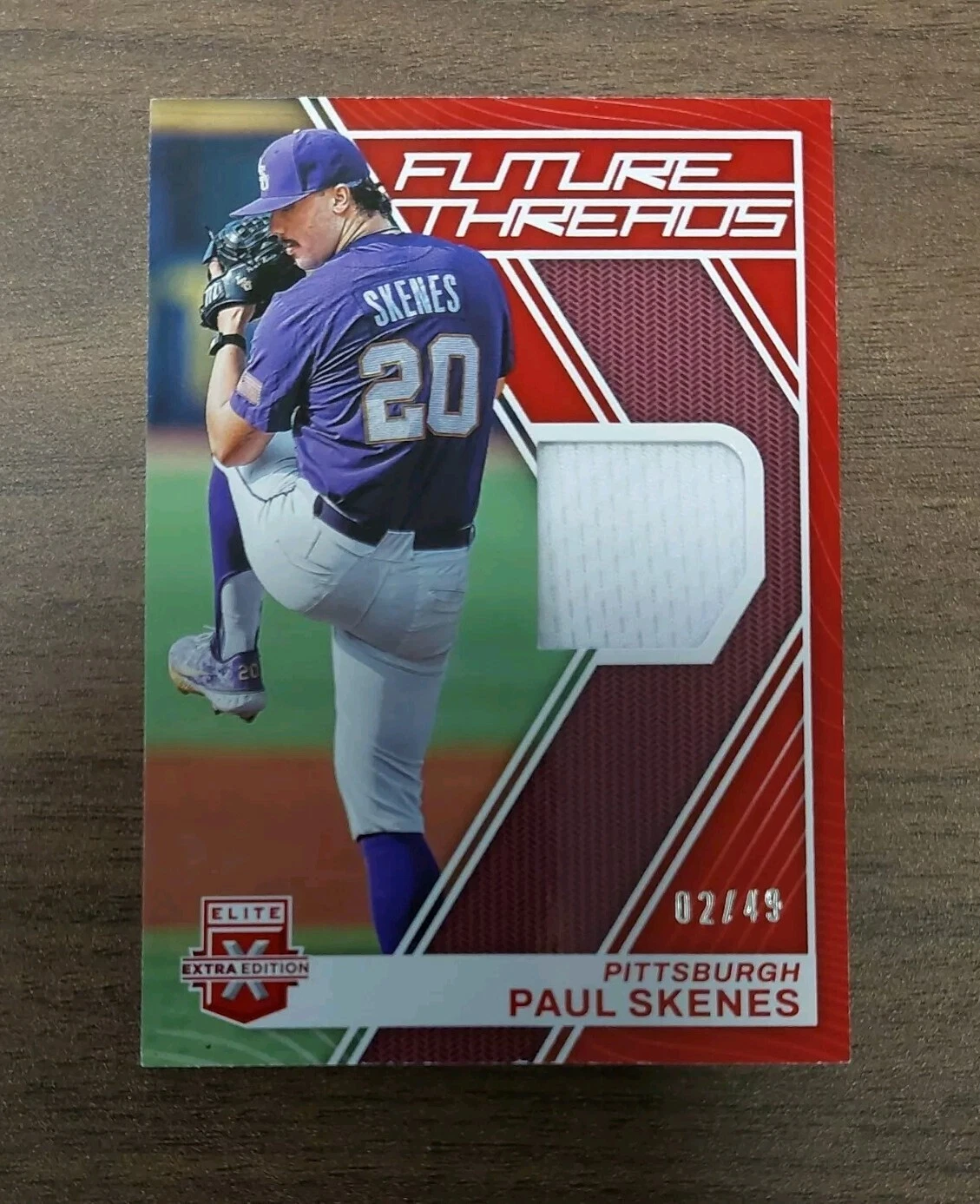 2023 PAUL SKENES Panini Elite Extra Edition FUTURE THREADS #FT-PS Relic Red /49