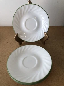 CORELLE CHUTNEY SAUCERS LIGHT GREEN AND WHITE SWIRL SET OF 4 - Picture 1 of 4