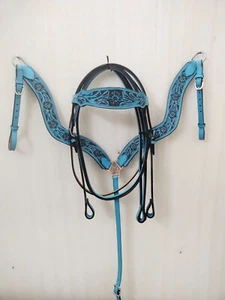 Premium Leather Western Headstall & Breast Collar Set All Sizes. - Picture 1 of 5