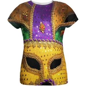 Mardi Gras Mask All Over Womens T Shirt - Picture 1 of 1
