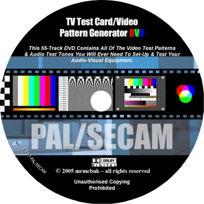 TV Test Card / Video Pattern Generator & Test Tones DVD: AV Systems PAL &  NTSC - Image 1 of 4