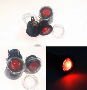 2 Pz. INTERRUTTORE a bilanciere luminoso rosso rotondo IMPERMEABILE 6A 230V SPST - Foto 1 di 5