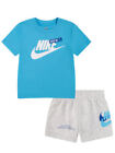 Nike Just Do It Icon Toddler Blue Gray Boys T-shirt & Shorts Set 66K435-X58