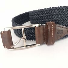 Martin Dingman Men's 36 Navy Blue Mesh Braided  Belt with Leather Accent