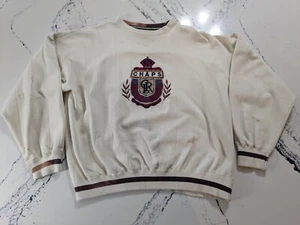 VTG 90s Chaps Ralph Lauren Distressed Embroidered Crewneck Sweatshirt Large READ - Picture 1 of 16