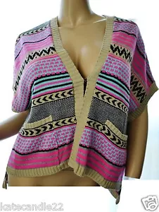 Baumwolle Emporium Junior Pullover Kurzarm Grafik Cardigan vorne offen Small - Bild 1 von 3