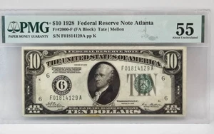 1928 $10 FRN Atlanta Fr#2000-F PMG 55 - Picture 1 of 2