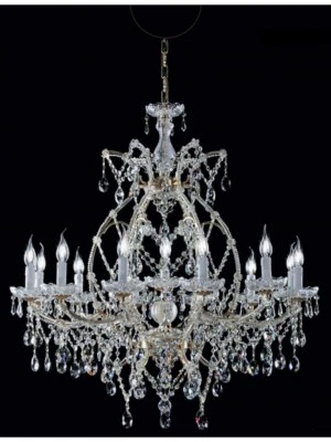 LAMPADARIO DESIGN IN CRISTALLO E FOGLIA ARGENTO 13 LUCI  - Immagine 1 di 2