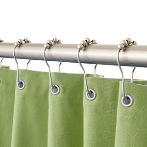 12 Shower Curtain Hooks Rings Stainless Steel Metal Clip Rod Roller Glide Balls - Picture 1 of 1