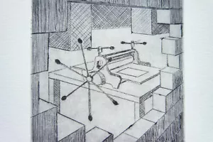 Kaltnadel-Radierung „Printmaking during war“, Original, signiert T. Ehmke 2024 - Bild 1 von 4