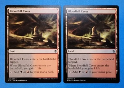 2x Bloodfell Caves Khans of Tarkir 2014 Mtg Magic Gathering Card Dual Land 229 - Image 1 of 2