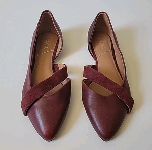 Sava Anthropologie Softwalk D'Orsay spitz zulaufende Ballerinas 7,5 weinrot Leder - Bild 1 von 12