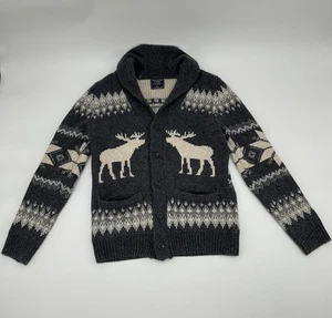 Suéter de Invierno Abercrombie And Fitch Hombre Alce Botón Navidad Talla Pequeña - Imagen 1 de 7
