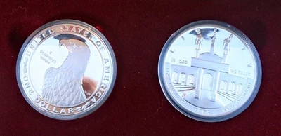 1983-1984 S PROOF US Mint Los Angeles Olympics Silver Dollar 2-Coin Set  COA - Image 1 of 2