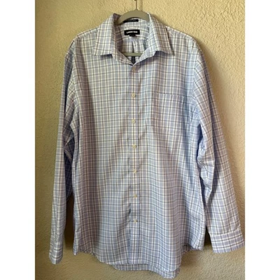 Camisa de vestir Lands End para hombre 17 37 ajuste a medida sin hierro Supima algodón a cuadros Foto 1 de 4