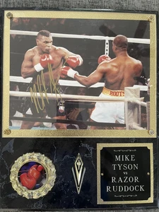 12 x 14 Mike Tyson versus razor Rock autographed plaque - Picture 1 of 6