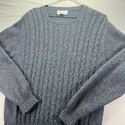 Vintage Jantzen Sweater Mens Large Blue Acrylic Cable Knit Grandpa Ski USA 90s - Image 1 of 4