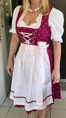 Damen Dirndl Weinrot 40/42 mit  Weiße  Bluse Komplet C&A - Bild 1 von 4