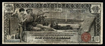 1896 $1 LARGE Size POPULAR EDUCATIONAL Series VF Silver Certificate! - Image 1 of 2