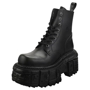 New Rock Metallic M-mili084n-s5 Unisex Platform Boots in Black - 7 US - Picture 1 of 8