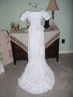 Antique 1890 Fabulous Wedding Underpinnings Camisole & Gathered Slip For Train  - Image 1 of 4