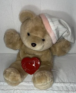 Vtg 1986 Chosun Heart To Heart Teddy Bear Plush 18" Only Cap Heart Works READ - Picture 1 of 17