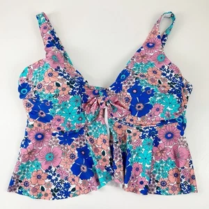 Raisins Curve Topanga Tankini Top Womens Size 20W Blue Pink Floral Underwire NWT - Picture 1 of 13