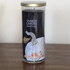 Yankee Candle Midnight Pumpkin Round Jar Candle 20 oz Black Wax HALLOWEEN FALL - Picture 1 of 6