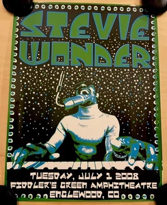 STEVIE WONDER - 2008 POSTER - COLORADO - FIDDLERS GREEN - DARREN GREALISH 1.07.08 - Bild 1 von 6