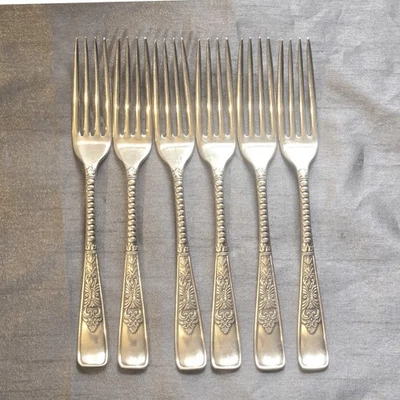 Tenedores de cena 6 piezas 1887 E.G Webster and Son Cardinal chapados en plata de 6,5" Foto 1 de 4