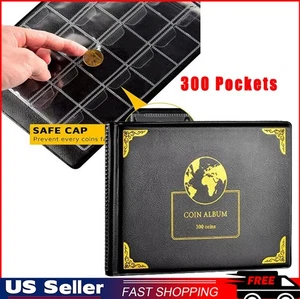 Coin Collection Holder Book Album For Collectors 300Pockets Storage Box Case US - Picture 1 of 9