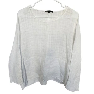 For Cynthia Leinen Baumwollmischung Gaze Oversize Top M weiß Strand Lagenlook - Bild 1 von 8