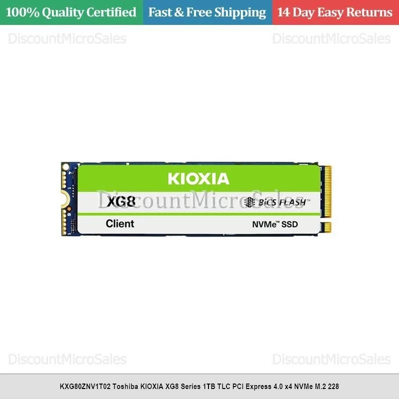 KXG80ZNV1T02 Toshiba KIOXIA XG8 Series 1TB TLC PCI Express 4.0 x4 NVMe M.2 228 Foto 1 de 1