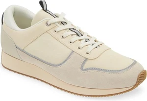 Rag & Bone Mens Pursuit Restro Beige Leather Lace Up Runner Sneakers Turtledove - Picture 1 of 2