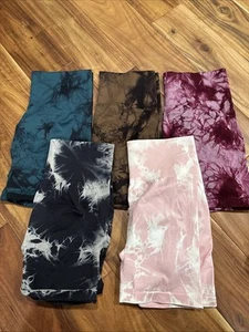 5 Batik hohe Taille Scrunch Biker Yoga Shorts Po-Lifter Damengröße Large - Bild 1 von 6