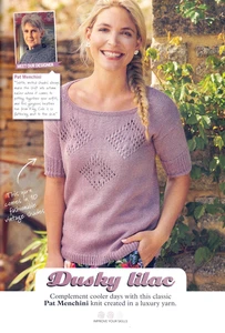 KNITTING PATTERN TOP 81-137cm LACY SHORT-SLEEVED RIBBED DK SKM M8A - Picture 1 of 1