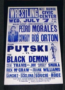 Old wrestling poster 1982 Ivan Putski Pedro Morales Jimmy Snuka Cowboy Bob Orton - Picture 1 of 1