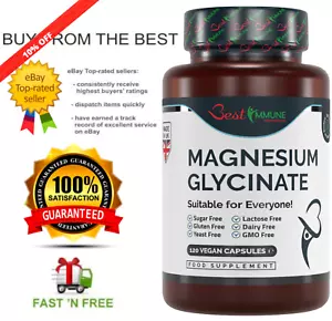 Natural Magnesium Glycinate 1000mg per Serving 120 Vegan Capsules - Picture 1 of 5